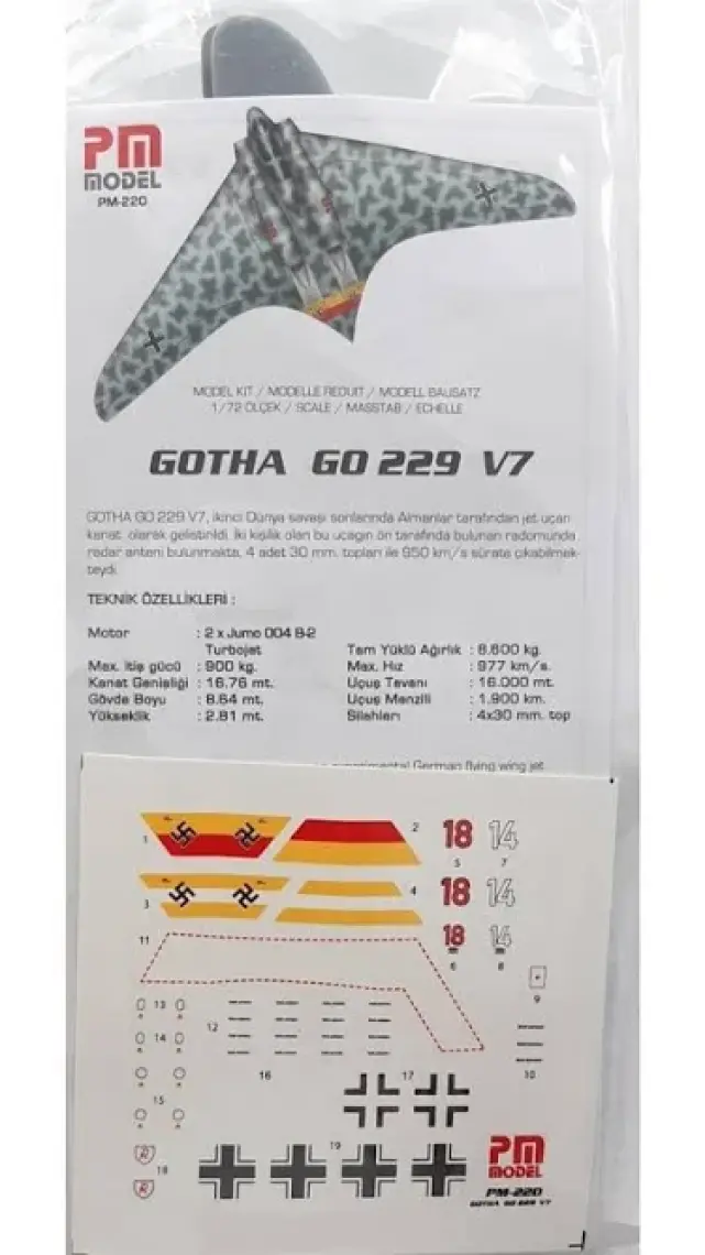 Pm Model Crewturk Gotha 229 V7 Plastik Maket