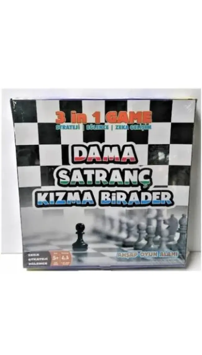 Hobi Eğitim Dünyası Dama Satranç Kızma Birader 3'lü Ahşap Oyun Seti