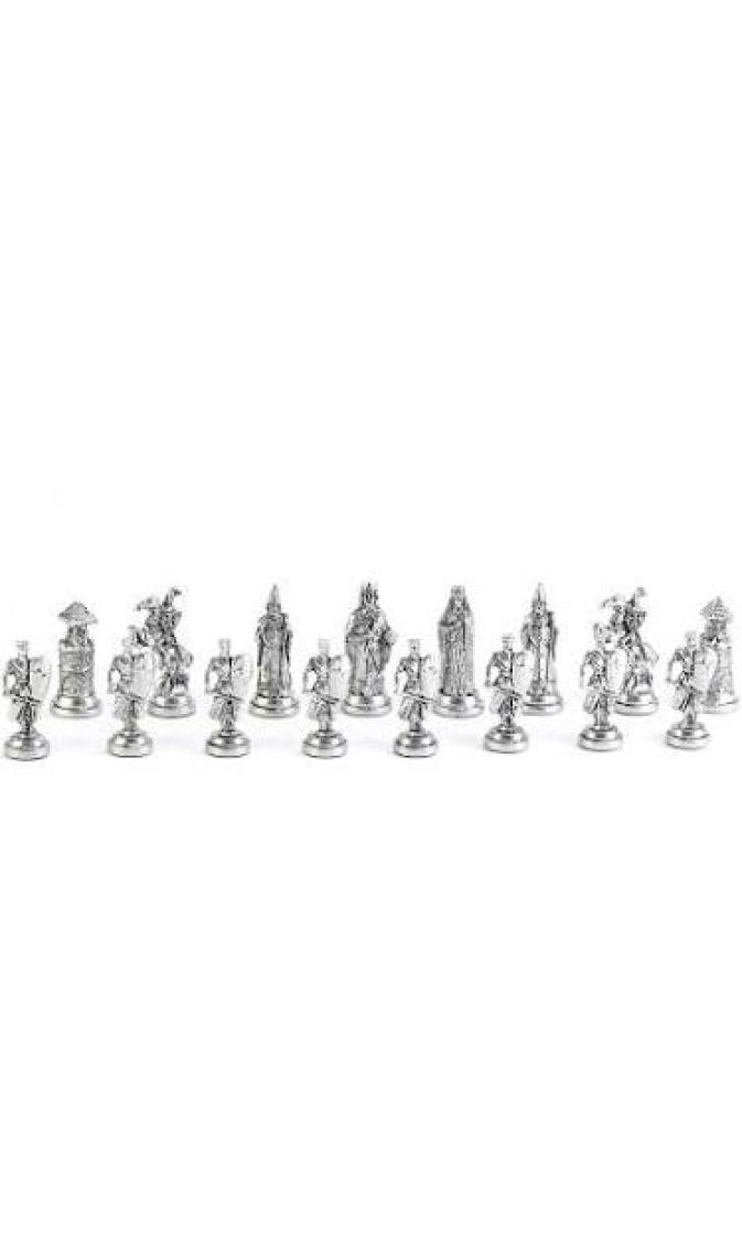 Gift Home Büyük Boy Metal Osmanlı Bizans Satranç Takımı Antik ve Ceviz Tahtası