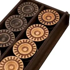 Anadolia Ahşap Tavla Pulu Takımı ve 2'li Zar Takımı