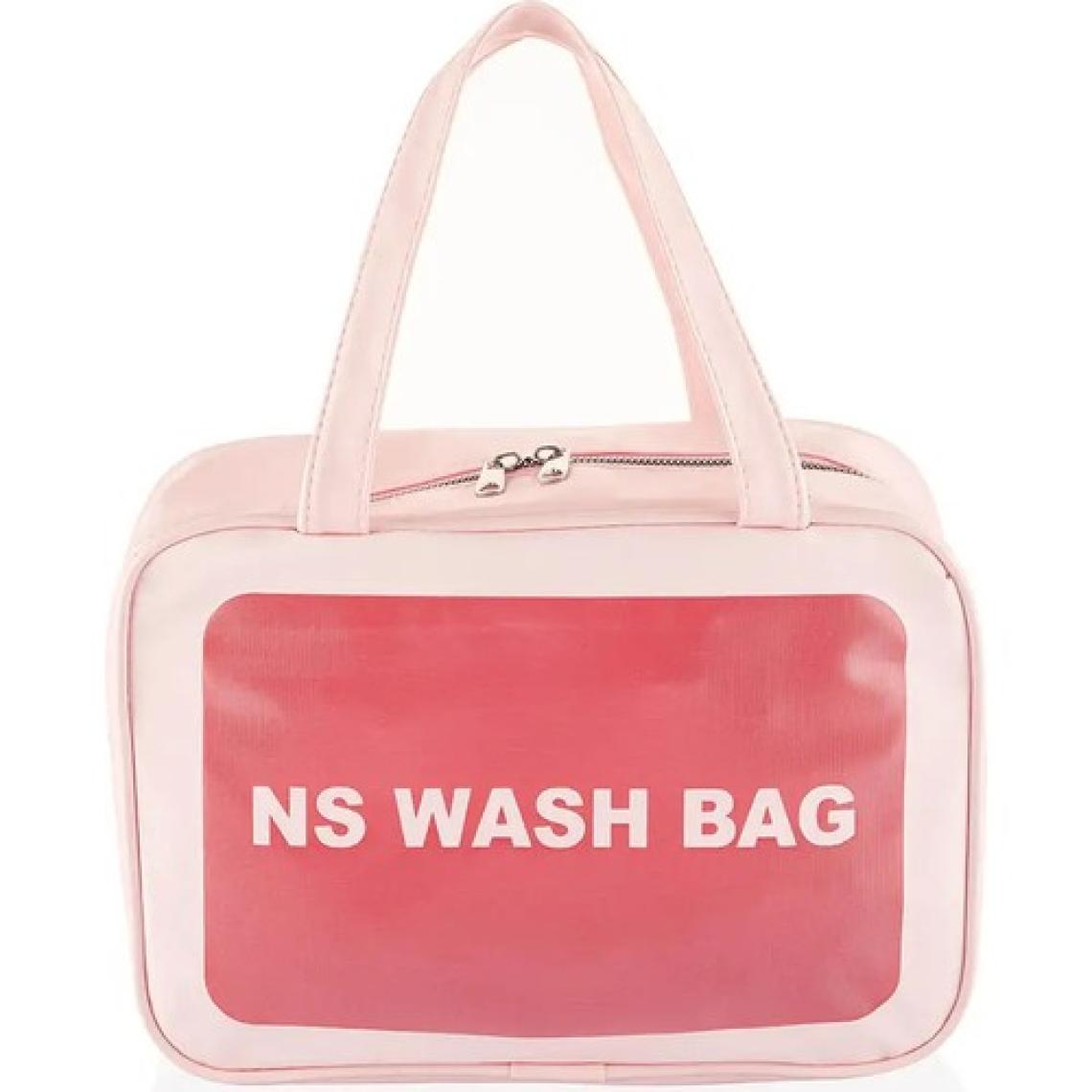 NS Reliable Şeffaf Makyaj Çantası - Açık Pembe Large