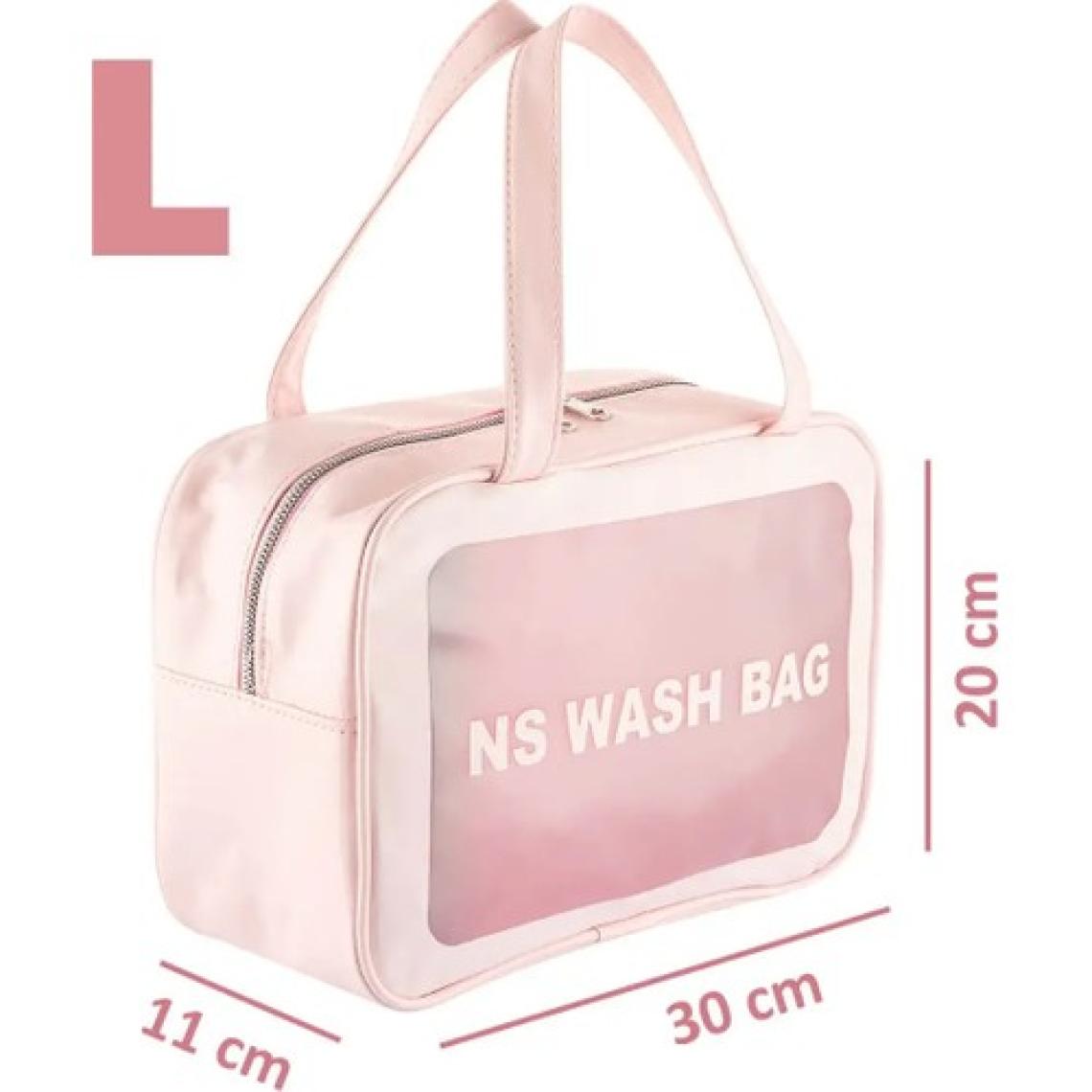 NS Reliable Şeffaf Makyaj Çantası - Açık Pembe Large