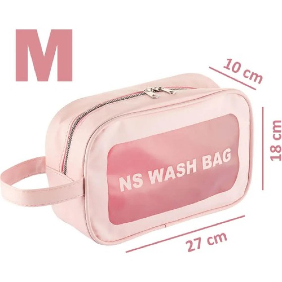 Şeffaf Seyahat Makyaj Organizeri Kozmetik Çantası - Açık Pembe Medium
