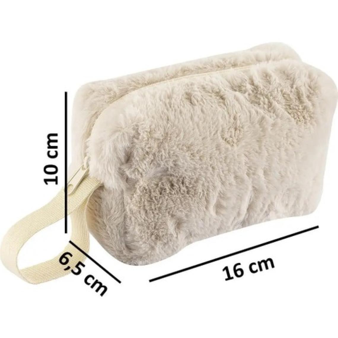NS Reliable Chic Clutch Seyahat Makyaj Organizeri Kozmetik Çantası Tüy Peluş - 250 Krem