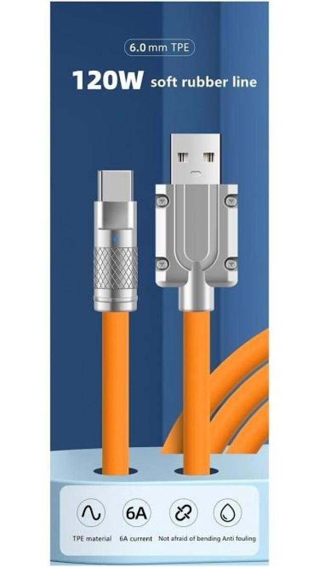 Apera BN57 Type-C Kablo 120W Süper Hızlı 6 Amper Ultra Kalın Şarj Data Kablosu
