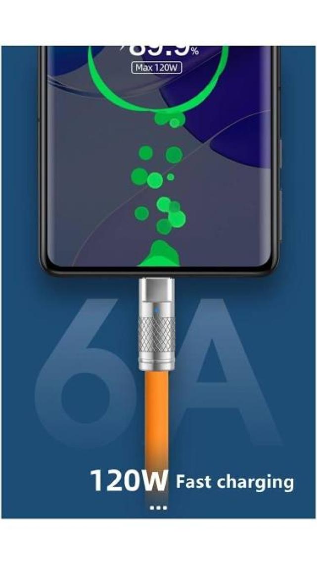 Apera BN57 Type-C Kablo 120W Süper Hızlı 6 Amper Ultra Kalın Şarj Data Kablosu