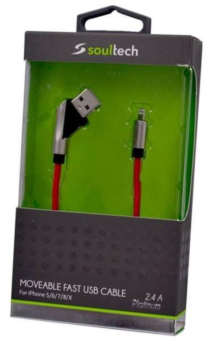 Soultech 2.4 A Lightning Hızlı Data Şarj Kablosu Kırmızı DK026K