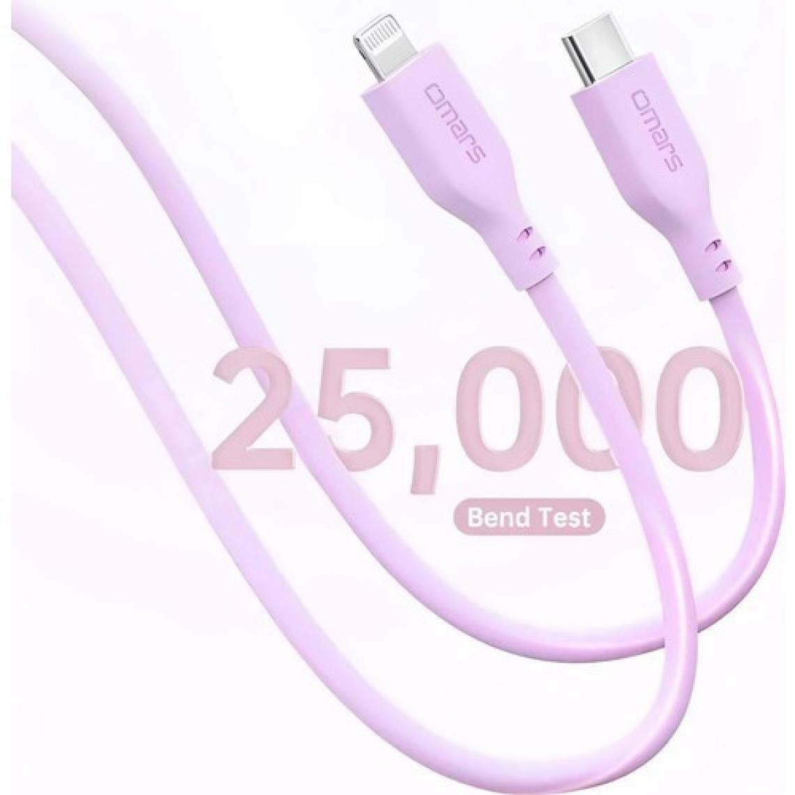 Omars Usb-C To Mfı Lightning iPhone Silikon Pd Hızlı Şarj Kablosu Pembe
