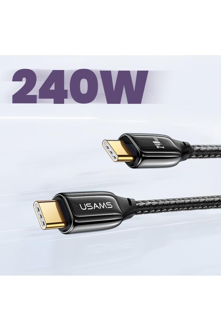 Usams US-SJ581 Pd3.1 Type-C To Type-C Çinko Alaşım 240W Hızlı Şarj ve Data Kablosu 2m