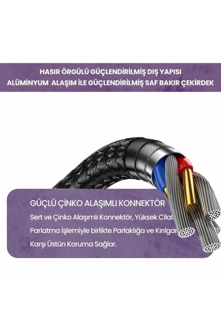 Usams US-SJ581 Pd3.1 Type-C To Type-C Çinko Alaşım 240W Hızlı Şarj ve Data Kablosu 2m