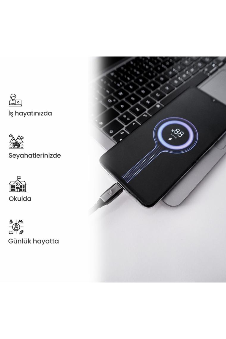 Usams US-SJ581 Pd3.1 Type-C To Type-C Çinko Alaşım 240W Hızlı Şarj ve Data Kablosu 2m