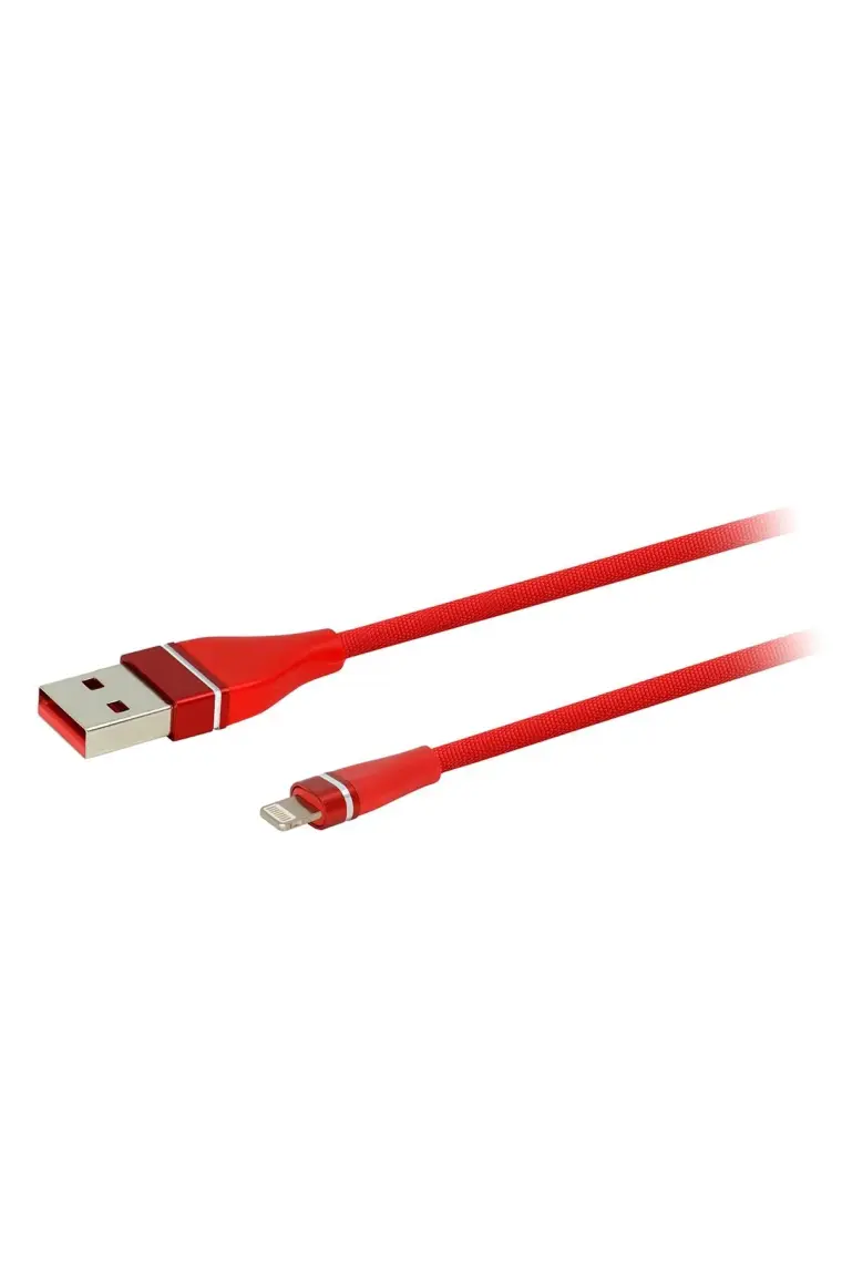 MF Product Jettpower 0054 Metal Başlıklı Örgülü 2.1A Lightning Hızlı Şarj Kablosu 1 m Pembe