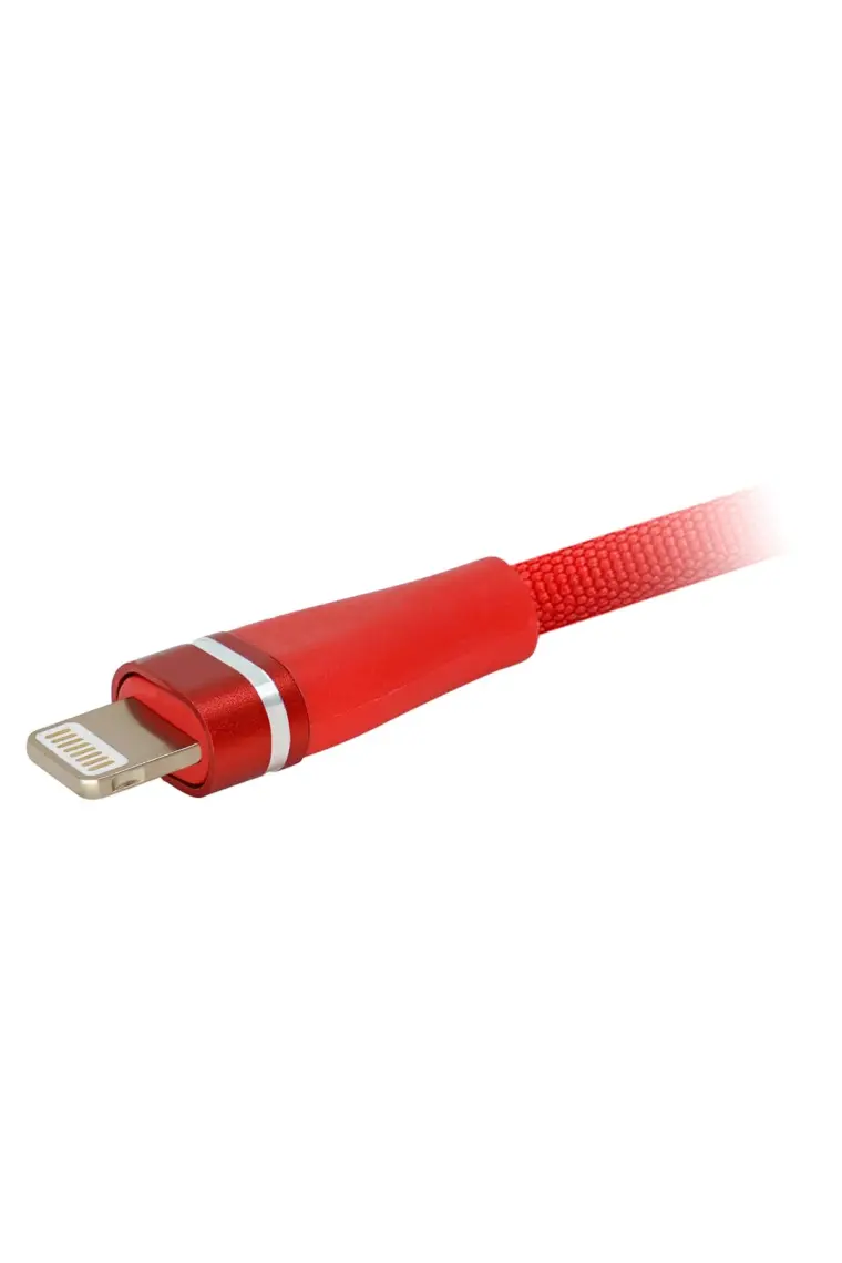 MF Product Jettpower 0054 Metal Başlıklı Örgülü 2.1A Lightning Hızlı Şarj Kablosu 1 m Pembe