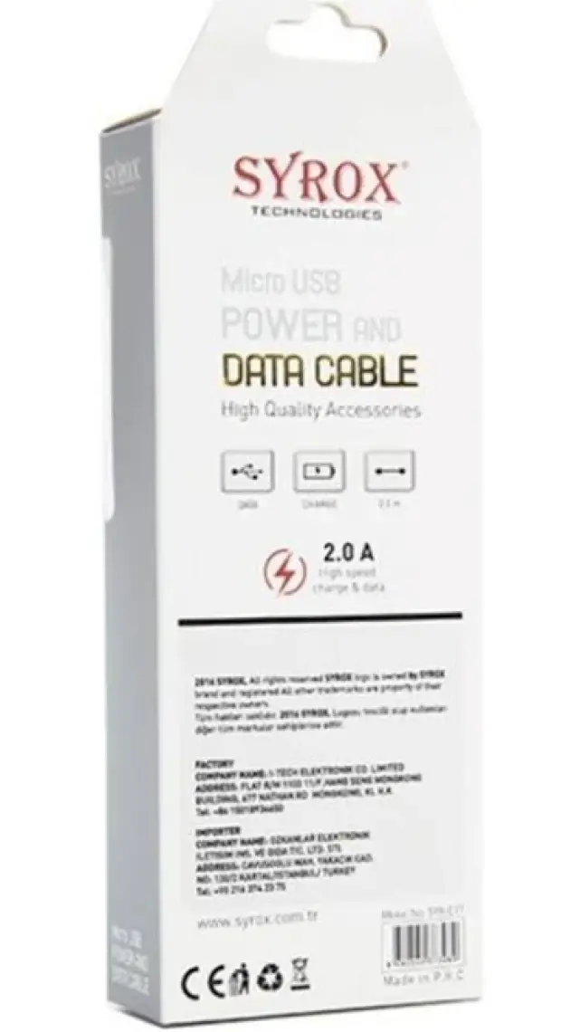 Syrox 2A Micro Usb Data / Power Kablo 2 Metre