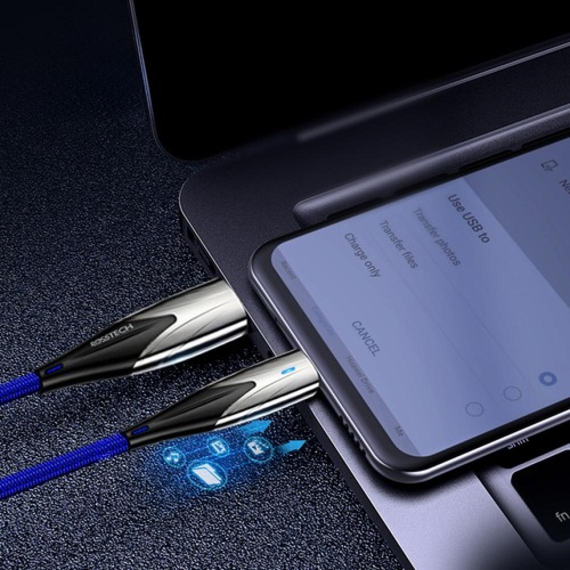 Rosstech Type-C To USB LED Hızlı Şarj Kablosu 3.0A 15W 1m (Rosstech Türkiye Garantili)