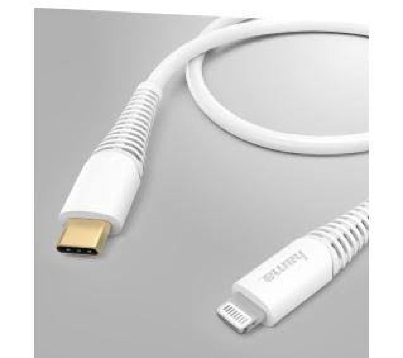 Hama 183309 1.5m USB-C - Lightning Hızlı Şarj/Data Kablosu - Beyaz