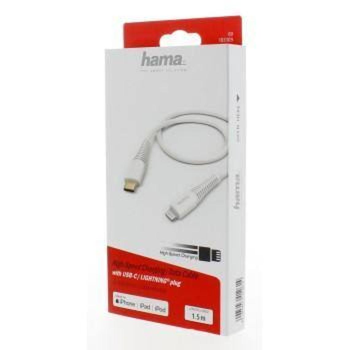Hama 183309 1.5m USB-C - Lightning Hızlı Şarj/Data Kablosu - Beyaz