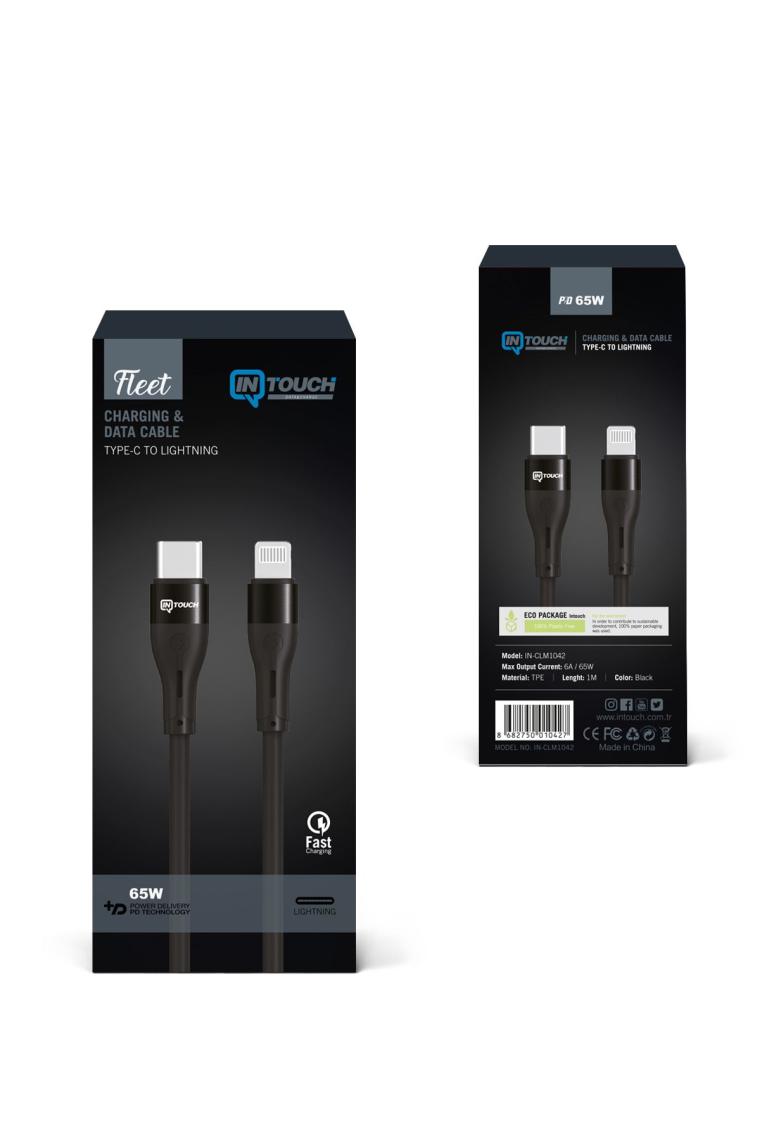 Intouch Fleet Type-C Lightning 65W Pd Şarj ve Data Kablosu 1m
