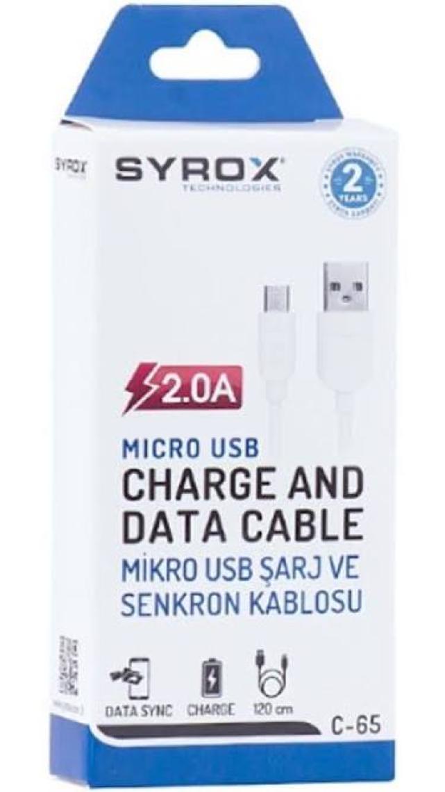 Syrox SYX-C65 1 m Micro USB 2.0A Hızlı Şarj ve Veri Aktarım Kablosu – Dayanıklı ve Uzun Ömürlü Tasarım