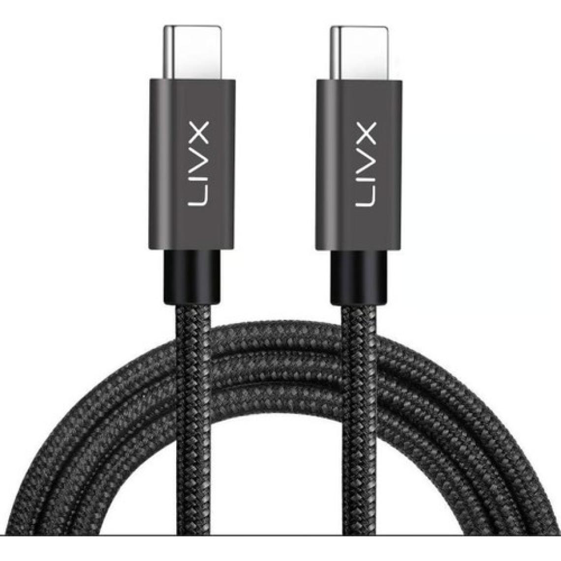 Livx Solid 100W 5A Type C To iPhone 15 Plus Pro Max Hızlı Şarj ve Data Kablosu Halat Örgülü Space Gray 1 Metre