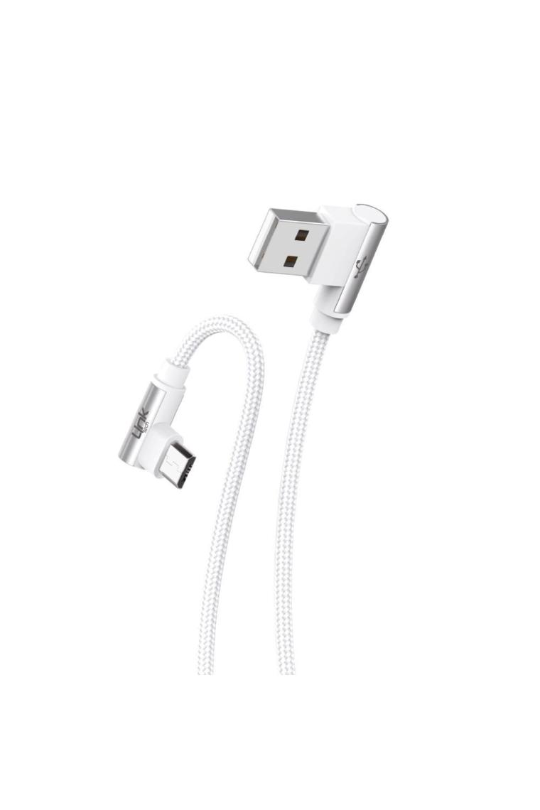 Linktech K592 Safe Micro USB 90 Derece Örgülü, Gamer, Oyuncu Şarj Kablosu