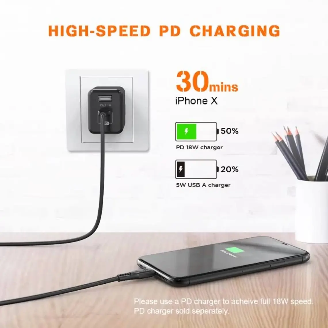 Novoo Type-C iPhone Uyumlu Lightning Hızlı Şarj Kablosu Siyah 1.2 Metre