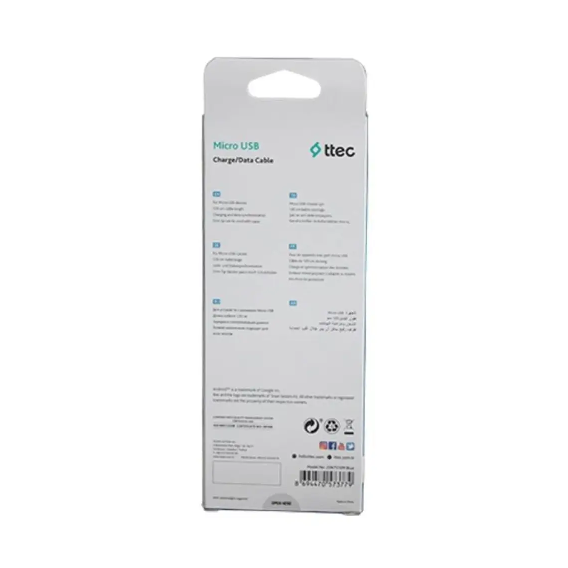Ttec Micro Usb Kablosu-Mavi