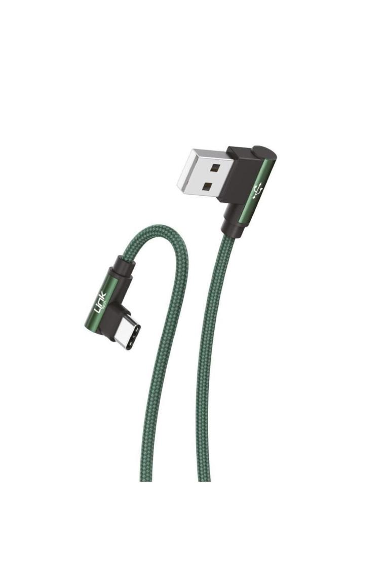 Linktech K594 Safe Type-C - USB 90 Derece Data/şarj Kablosu 3A 1.5mt