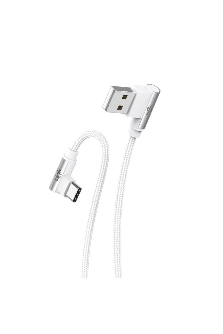 Linktech K594 Safe Type-C - USB 90 Derece Data/şarj Kablosu 3A 1.5mt