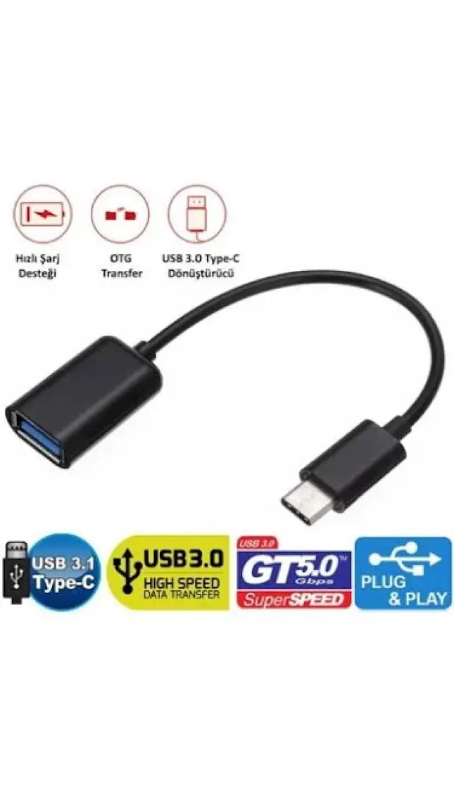 Gplus TC315 Type-C 3.0 To USB 3.0 Otg Dönüştürücü - Siyah