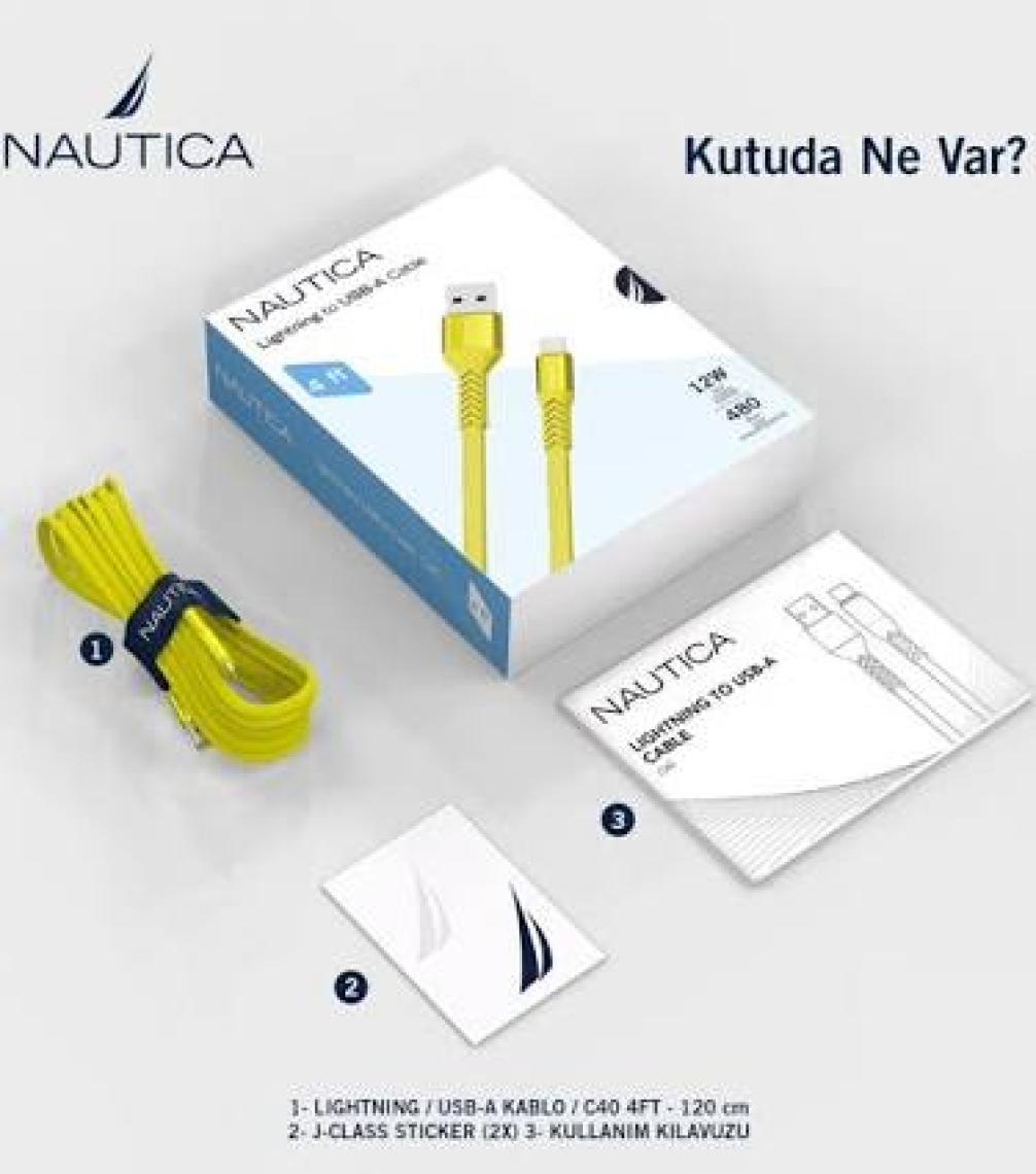 Nautica C40 Lightning To Usb-A 12W Hızlı Şarj ve Data Kablosu 1.2m Sarı