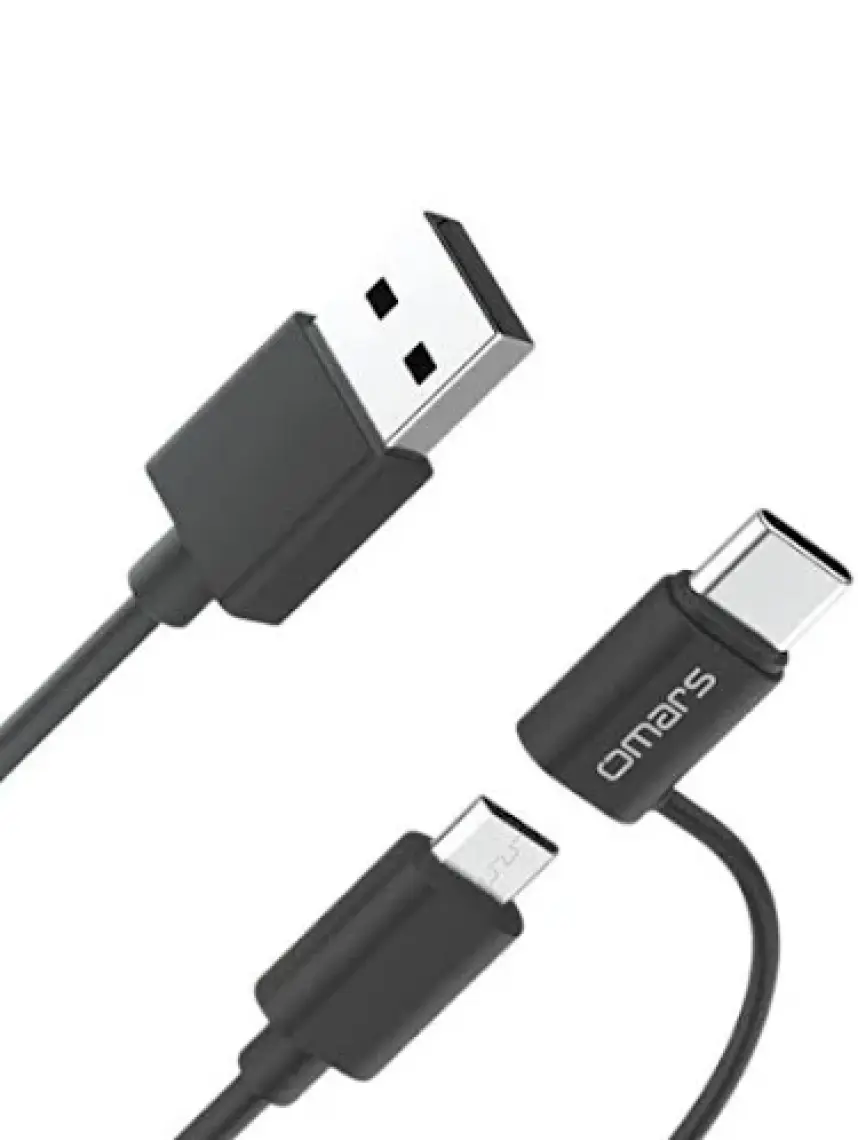 Omars 2'si 1 Arada Type-C Micro USB Şarj ve Data Kablosu 1.2 Metre