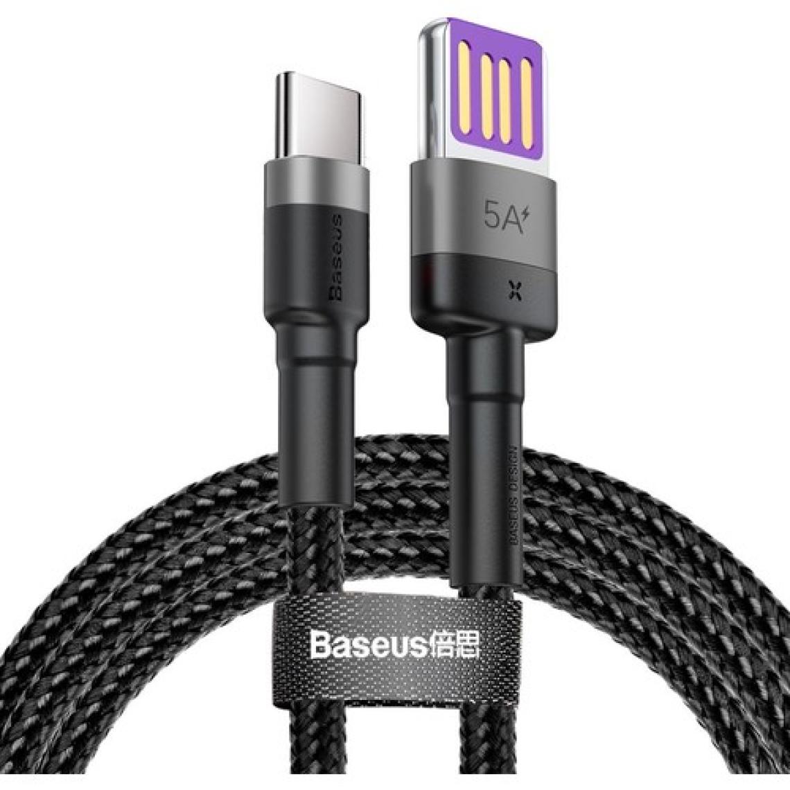 Baseus Cafule Hw USB To Type C 40W Süper Hızlı Şarj USB Kablo Halat Kablo Gri  USB Girişi Çift Taraflı Kullanım İçin Tasarımlı CATKLF-PG1