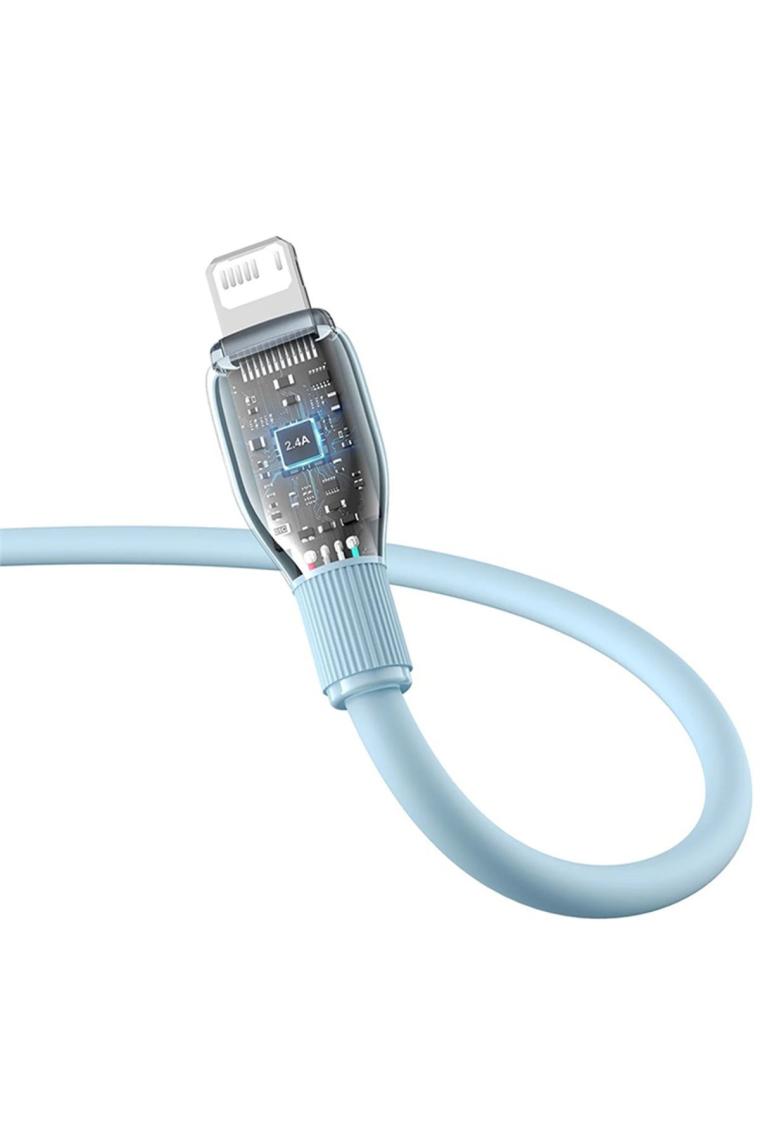 Baseus Pudding Serisi Usb To iPhone uyumlu Lightning USB iPhone Uyumlu 2.4 Amper Hızlı Şarj ve Data Aktarım Kablosu iPhone 14 , 13 ,12 11 ,x , 7 , 8 , 6 uyumlu MAVİ
