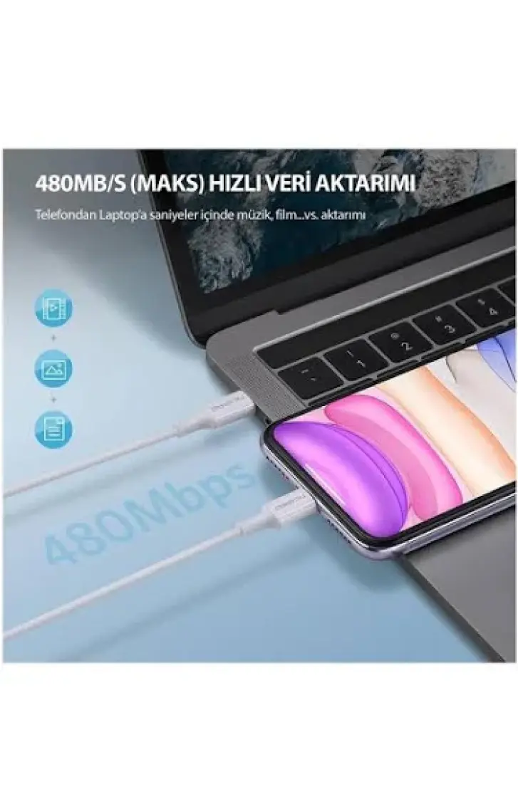 Npo CTC20 45W 2m Tpe Type-C To Type-C Hızlı Şarj ve Data Kablosu