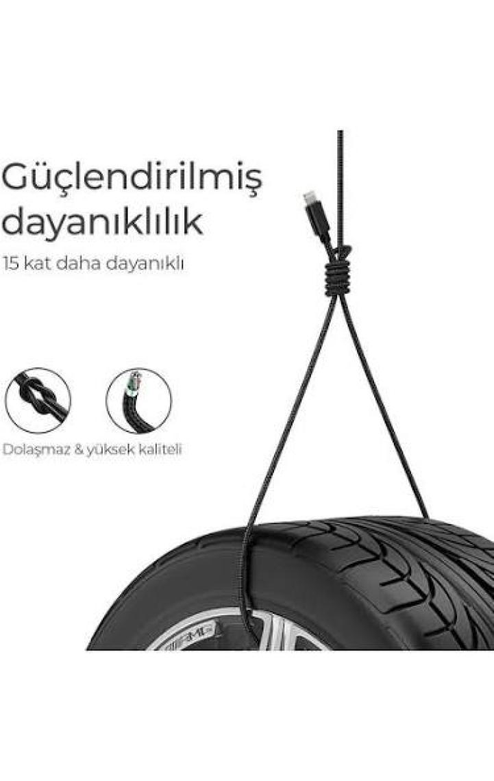 Woyax By Deji Samsung Xiaomi Oppo Reeder Huawei Için Örgülü Type C To Type C Hızlı Şarj Kablosu Siyah 1,2m