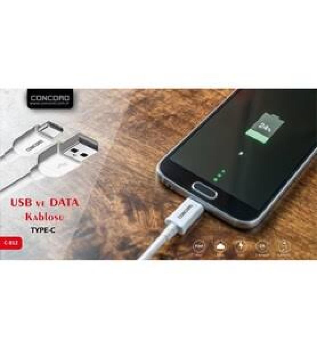 Concord Type-C Hızlı Şarj ve Data Kablosu 2A 1m
