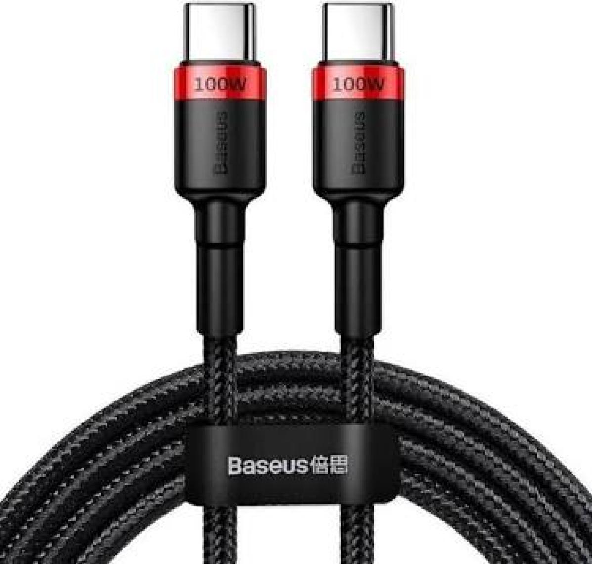 Baseus Cafule PD2.0 100W USB-C - Type-C Data ve Şarj Kablosu 20V 5A 2 mt CATKLF-AL91 - Siyah - Kırmızı