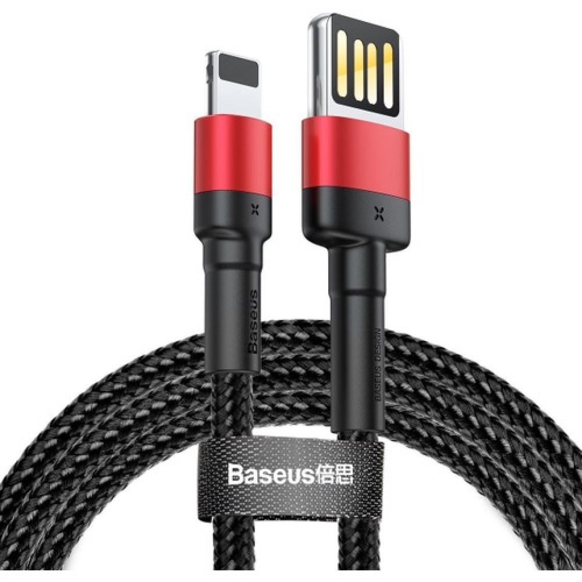 Baseus Special Edition iPhone Uyumlu 2.4A 1M Hızlı Şarj Halat Usb Kablo - Kırmızı Siyah - CALKLF-G91