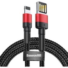 Baseus Special Edition iPhone Uyumlu 2.4A 1M Hızlı Şarj Halat Usb Kablo - Kırmızı Siyah - CALKLF-G91