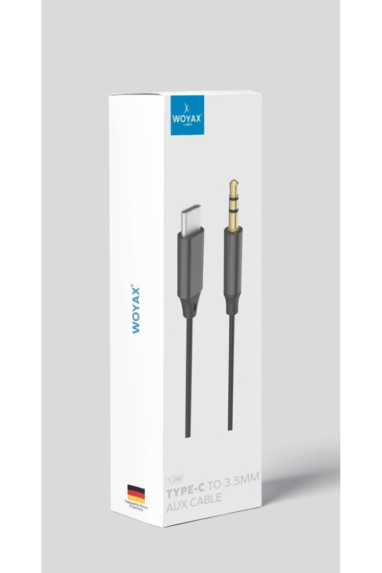 Woyax By Deji Type-C To Aux 3.5mm Ses Kablosu 1.2m Stereo Ses