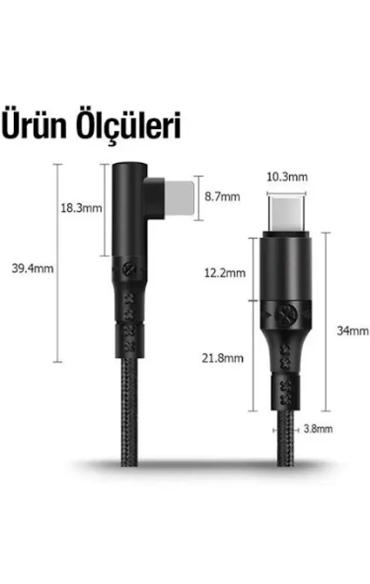 Coofbe Super Şarj Örgü Tasarım L Tip Type-C To Iphone Şarj Kablosu Iphone 11 12 13 14 Pro Max Şarj