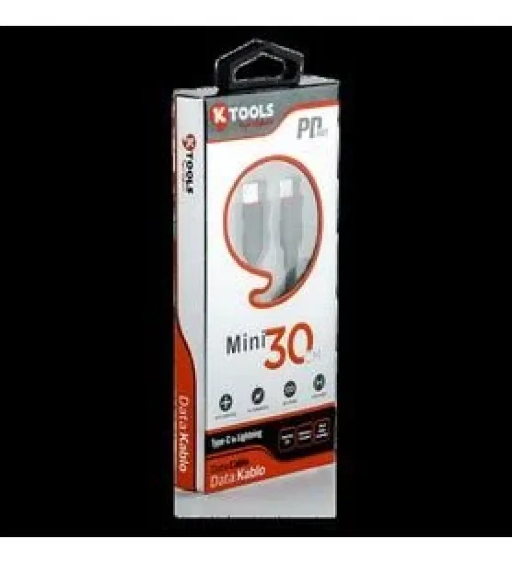 Ktools Mini Pd 30 cm Usb-C Tip Lightning Data Şarj Kablosu