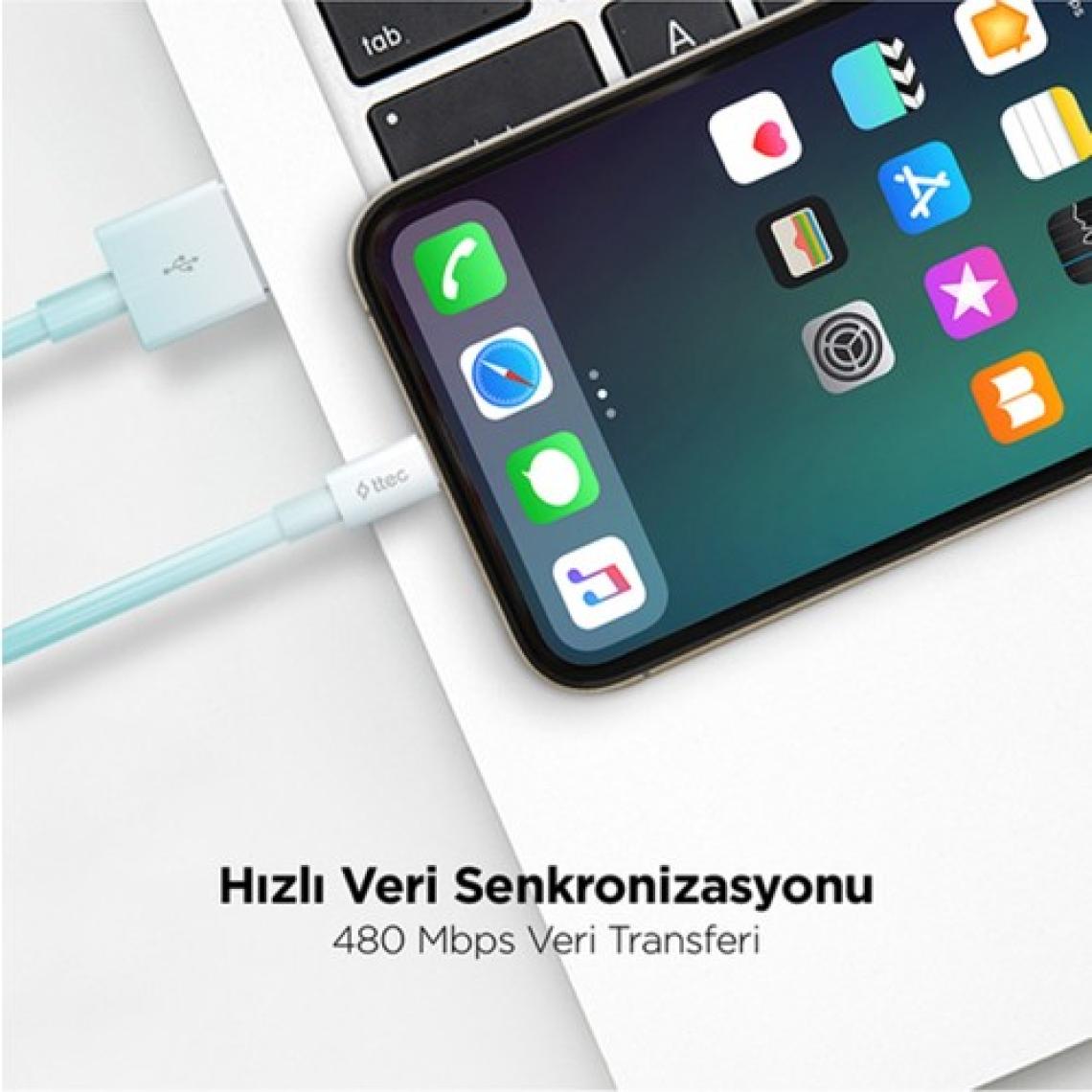 Ttec Lightning (8 Pin) Apple Uyumlu 1,2 m Data ve Şarj Kablosu – İnce Uç, Hızlı ve Güvenli Veri Transferi