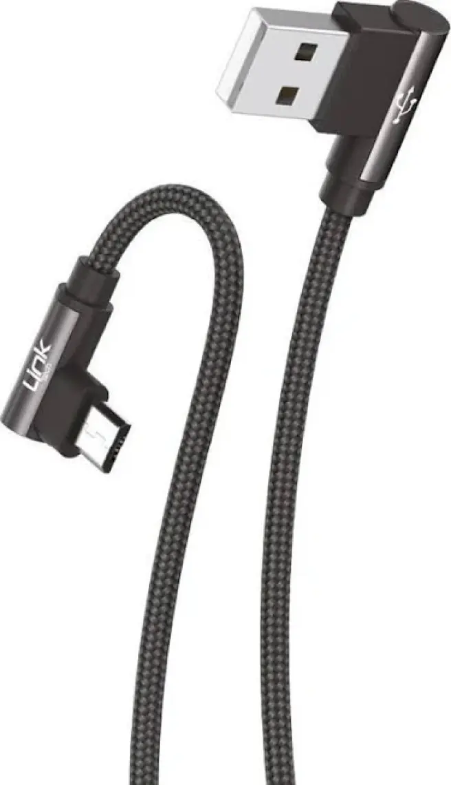 Linktech K592 Safe Micro USB 90 Derece Örgülü, Gamer, Oyuncu Şarj Kablosu