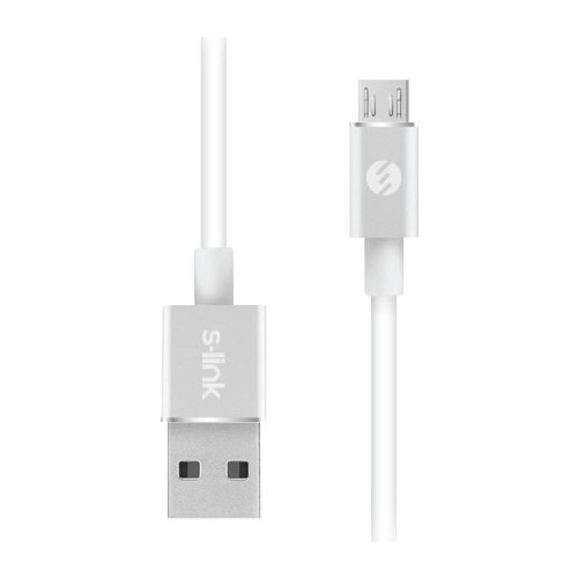 S-link Swapp SW-C509 3 mt 2.4A USB to Micro USB Beyaz Data + Şarj Kablosu