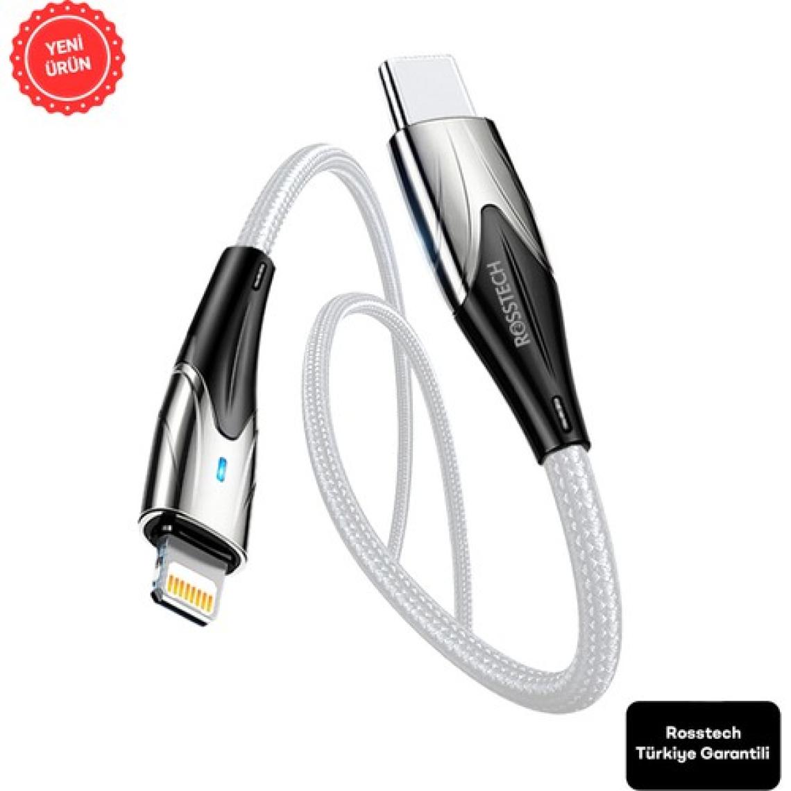 Rosstech Usb-C To Lightning 20W LED Işıklı Hızlı Şarj Kablosu (Rosstech Türkiye Garantili)