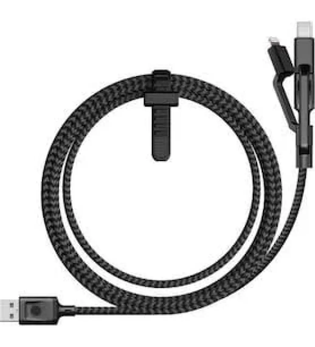 Case 4U 3in1 Lightning + Type-C + Micro USB to USB 2.0 Dayanıklı Naylon Örgü Data ve Şarj Kablosu 1.5m