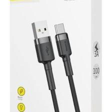 Baseus Type-C Cafule Şarj Kablosu USB 3A 1 m  - Gri Siyah - CATKLF-BG1