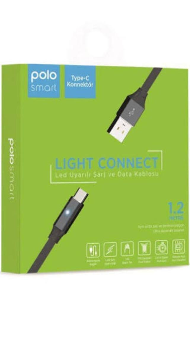Polosmart PSM29 Type-C LED Uyarılı Şarj Kablosu